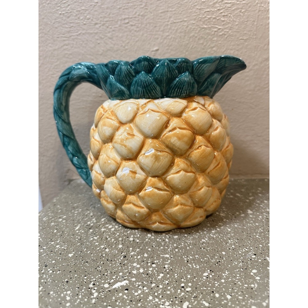 Pineapple Shaped Ceramic Pitcher Novelty Kitchen Decor Tropical Style